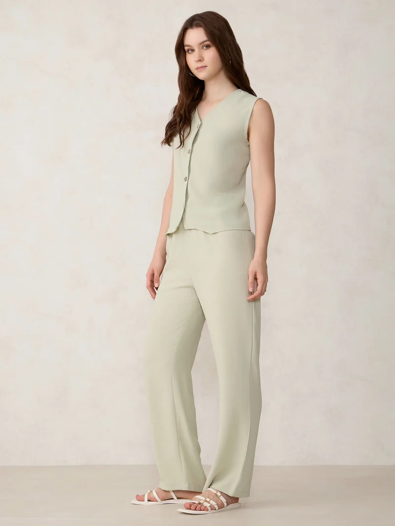 Outzidr Green Green Waist Coat Trouser Co-Ord Set for Women | Best Price UAE